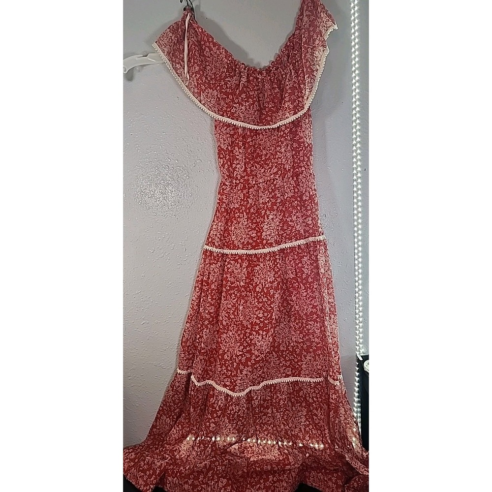 Vintage 60s Krist Gudnason California Peasant Prairie Off The Shoulder Dress NWT